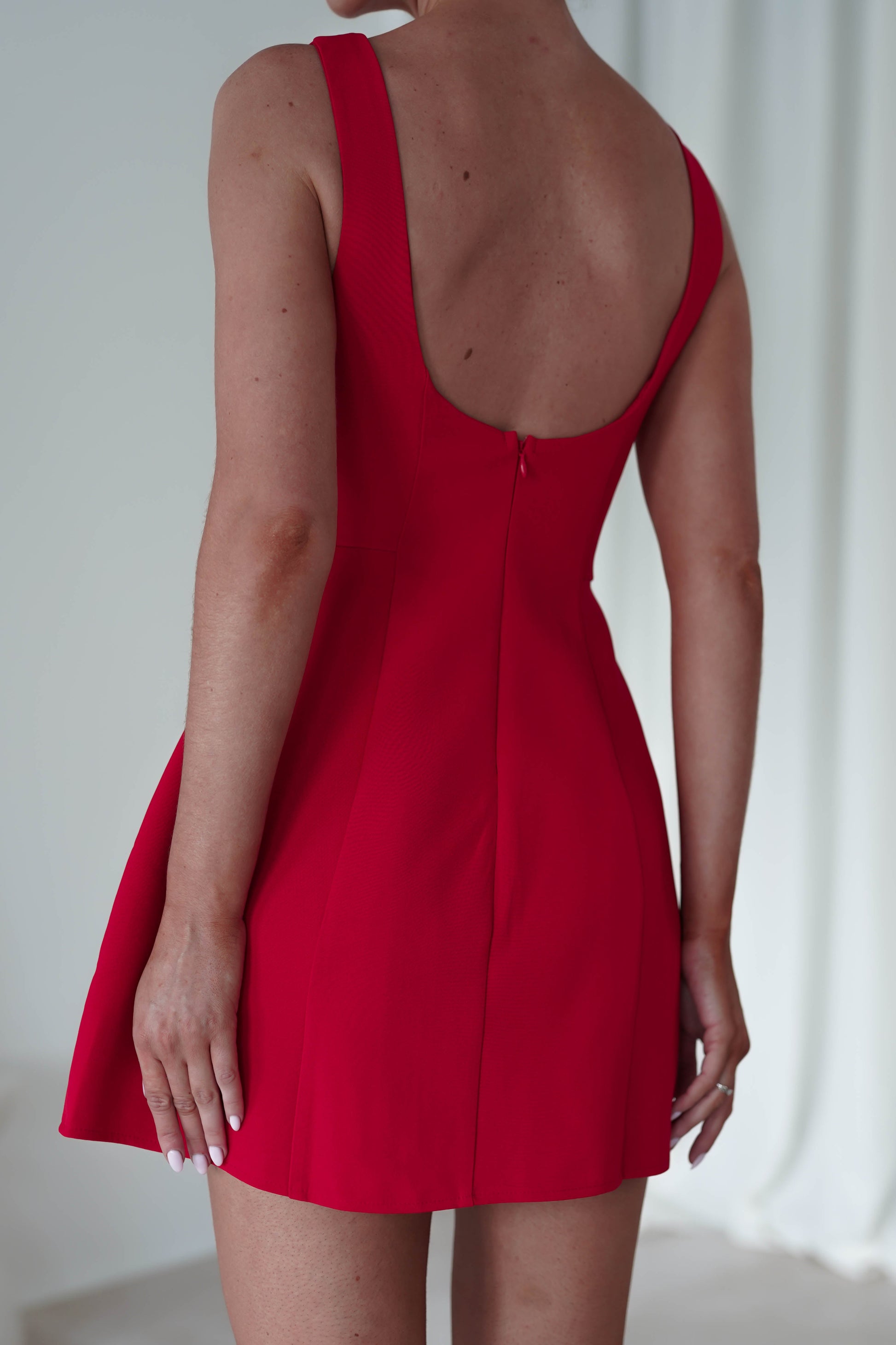 Hannah Structured Mini Dress | Red