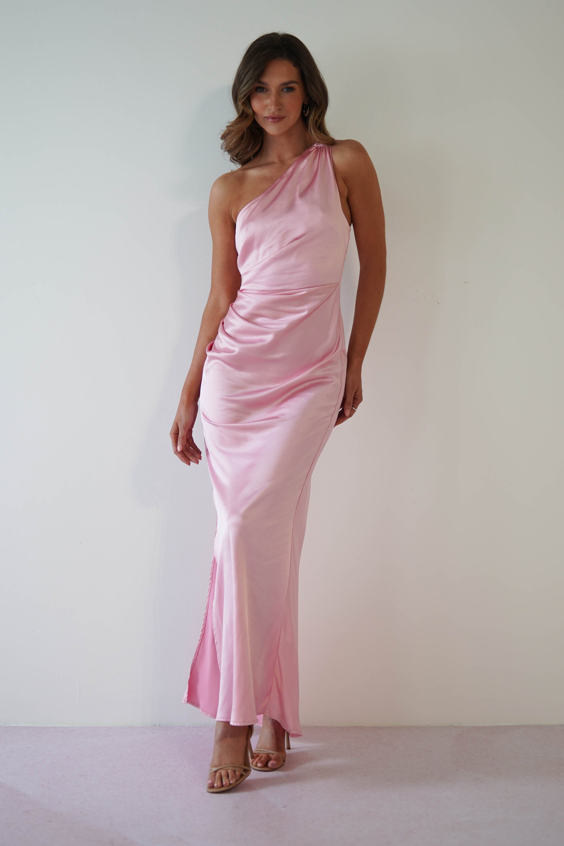 Thessy Soft Satin Maxi Dress | Pink